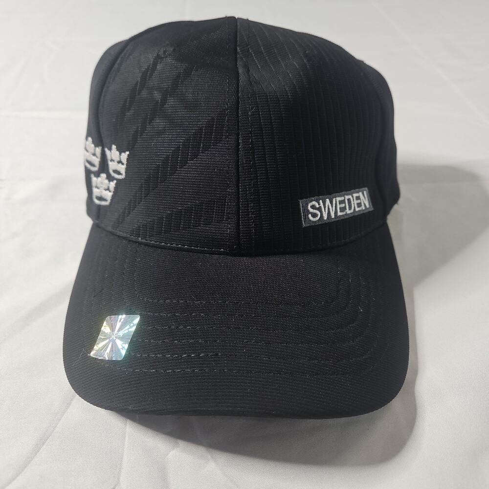 Sweden Embroidered Hat Nordic Souvenir One Size 58CM Black and White